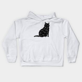 A round cat sits and looks around, Cat Geometric for Light Kids Hoodie